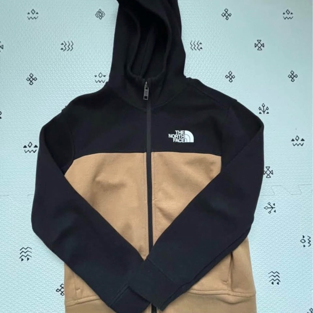 Boys The North Face Black & Tan Colorblock Full-Zip Hoodie